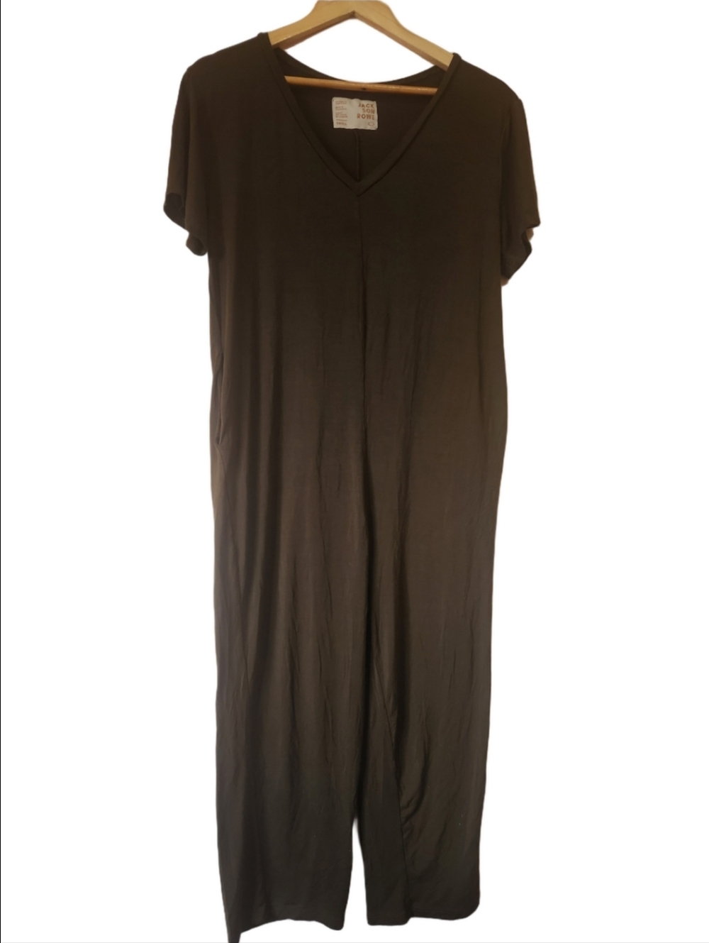 Jackson Rowe Octillo Jumpsuit Olive Green Short Sleeve Crop Small Like New Boho